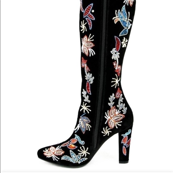 YSL SAINT LAURENT AUTHENTIC FULLY BEADED VELVET KNEE HIGH BOOTS SIZE 7.5 NEW!! - Picture 15 of 15